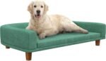 Dog Sofa Couch, Pet Bed with Comfortable  Cushion, Washable Cover, Wooden Legs, Anti-Slip Mat for Large Dogs, Cats, Kittens, Green