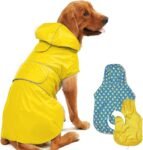 Dog Raincoat Reversible, Single Side Slicker Poncho Adjustable Waterproof Dog Rain Jacket with Leash Hole/Reflective Stripe Hooded Snowproof Windproof Clothes for Small to 3X-Large Dogs, XL