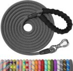 30FT Puppy Leash, Nylon Rope Long Dog Leash with Swivel Lockable Hook and Comfortable Padded Handle, Dog Line Tether for Small Medium Large Dogs Training, Playing, Camping, or Backyard